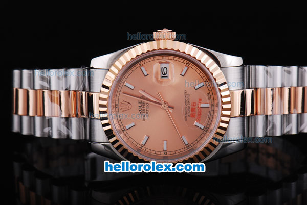 Rolex Datejust Automatic Rose Gold Bezel with Stick Marking and Rose Gold Dial - Click Image to Close